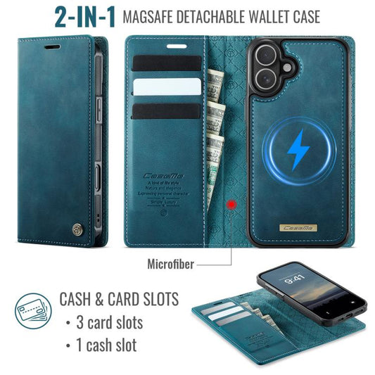 For iPhone 16 Plus CaseMe C49 MagSafe RFID Blocking Detachable Wallet Leather Phone Case(Green) - iPhone 16 Plus Cases by CaseMe | Online Shopping UK | buy2fix