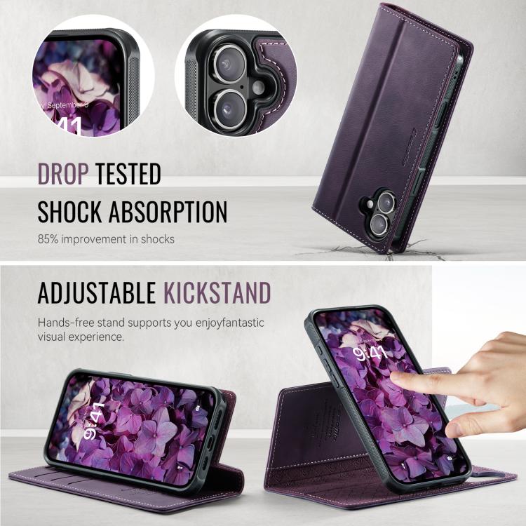 For iPhone 16 Plus CaseMe C49 MagSafe RFID Blocking Detachable Wallet Leather Phone Case(Purple) - iPhone 16 Plus Cases by CaseMe | Online Shopping UK | buy2fix