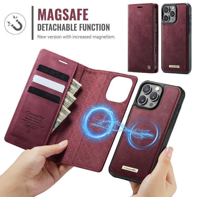 For iPhone 16 Pro CaseMe C49 MagSafe RFID Blocking Detachable Wallet Leather Phone Case(Red) - iPhone 16 Pro Cases by CaseMe | Online Shopping UK | buy2fix