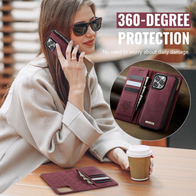 For iPhone 16 Pro CaseMe C49 MagSafe RFID Blocking Detachable Wallet Leather Phone Case(Red) - iPhone 16 Pro Cases by CaseMe | Online Shopping UK | buy2fix
