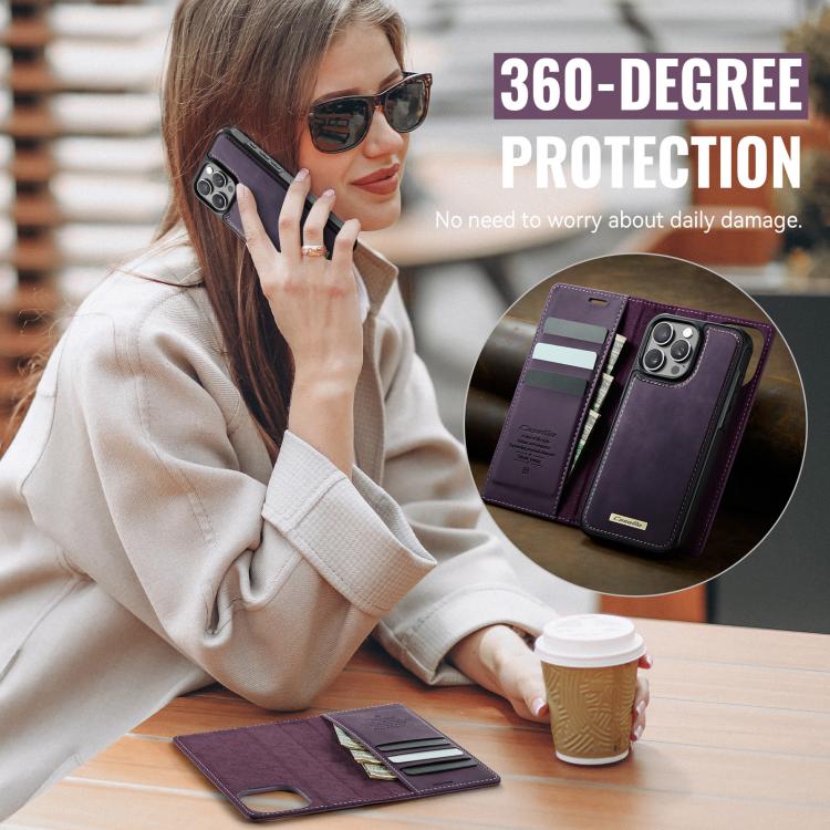 For iPhone 16 Pro CaseMe C49 MagSafe RFID Blocking Detachable Wallet Leather Phone Case(Purple) - iPhone 16 Pro Cases by CaseMe | Online Shopping UK | buy2fix