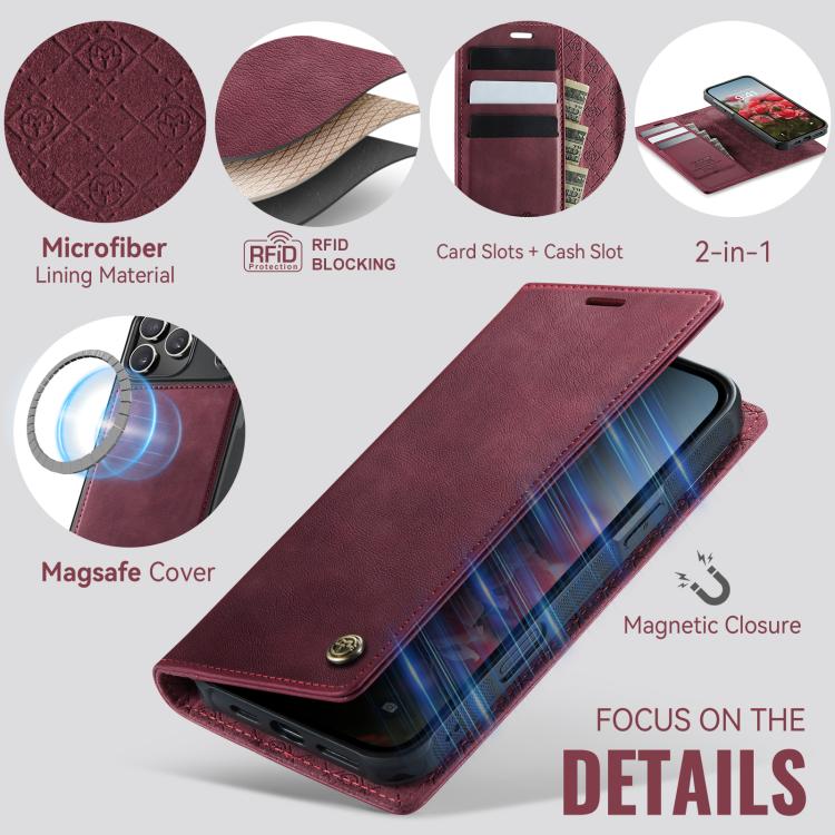 For iPhone 17 Pro Max CaseMe C49 MagSafe RFID Blocking Detachable Wallet Leather Phone Case(Red) - iPhone 17 Pro Max Cases by CaseMe | Online Shopping UK | buy2fix