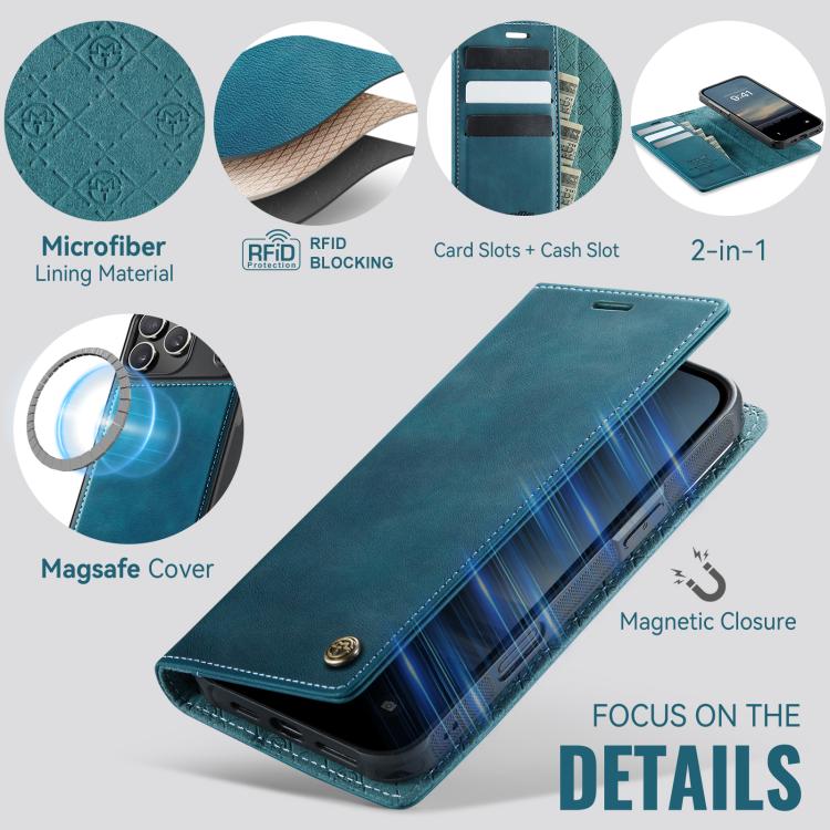 For iPhone 17 Pro Max CaseMe C49 MagSafe RFID Blocking Detachable Wallet Leather Phone Case(Green) - iPhone 17 Pro Max Cases by CaseMe | Online Shopping UK | buy2fix