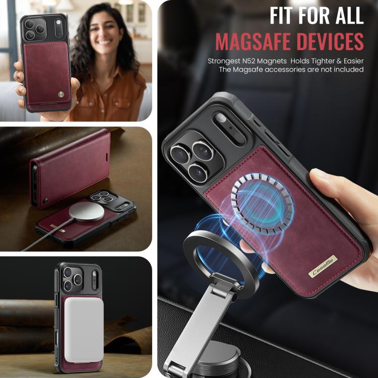 For iPhone 17 Pro CaseMe C49 MagSafe RFID Blocking Detachable Wallet Leather Phone Case(Red) - iPhone 17 Pro Cases by CaseMe | Online Shopping UK | buy2fix