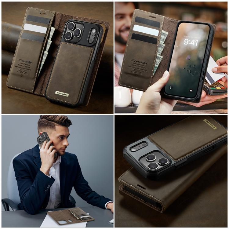 For iPhone 17 Pro CaseMe C49 MagSafe RFID Blocking Detachable Wallet Leather Phone Case(Coffee) - iPhone 17 Pro Cases by CaseMe | Online Shopping UK | buy2fix