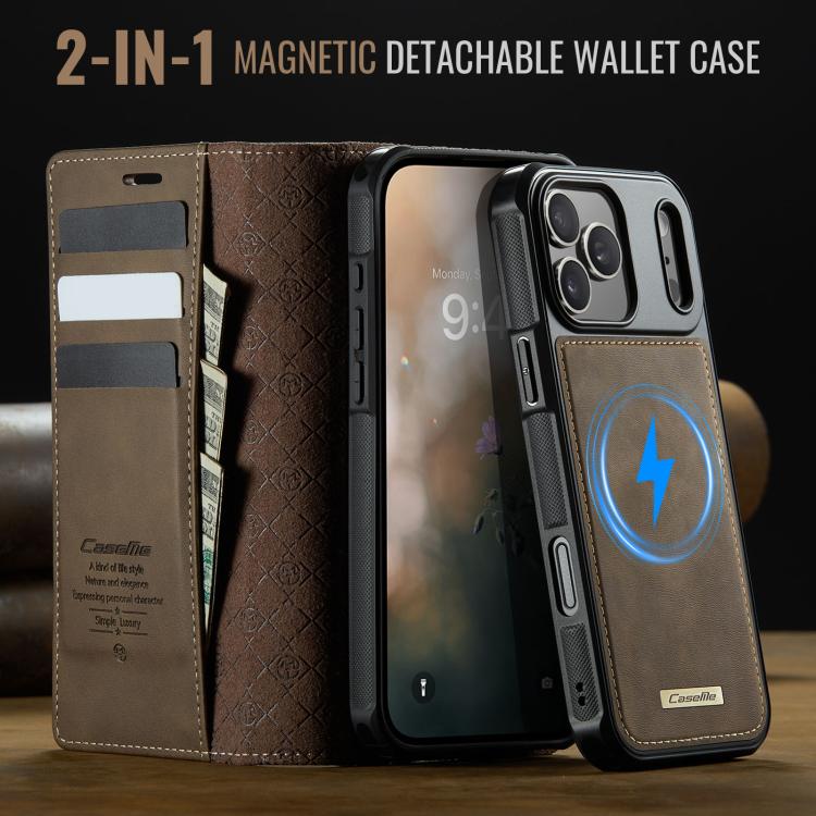 For iPhone 17 Pro CaseMe C49 MagSafe RFID Blocking Detachable Wallet Leather Phone Case(Coffee) - iPhone 17 Pro Cases by CaseMe | Online Shopping UK | buy2fix