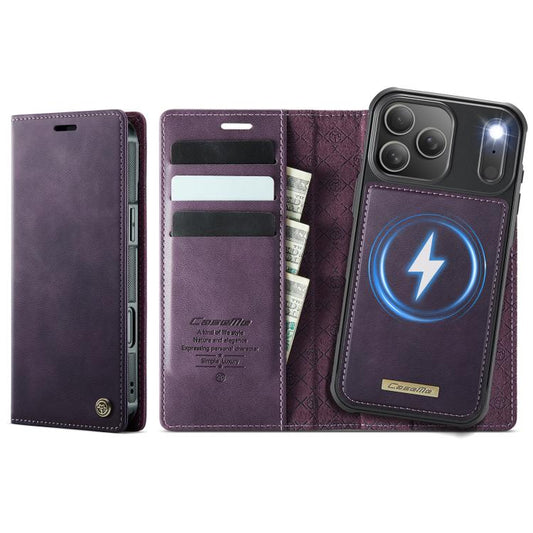 For iPhone 17 Pro CaseMe C49 MagSafe RFID Blocking Detachable Wallet Leather Phone Case(Purple) - iPhone 17 Pro Cases by CaseMe | Online Shopping UK | buy2fix