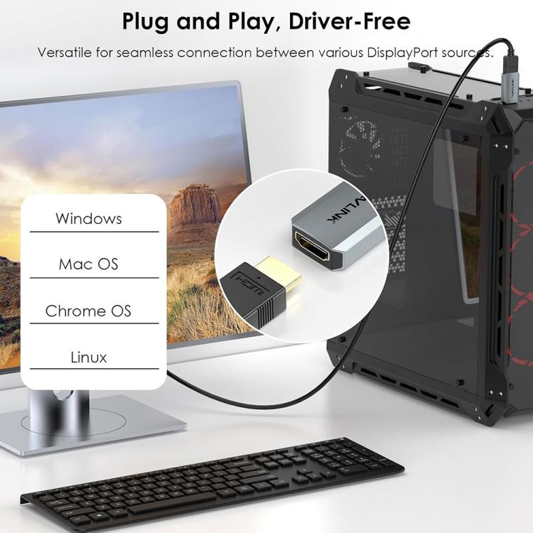 WAVLINK CAH5 For PC TV Projector DisplayPort to HDMI Adapter 4K 60Hz Video Converter - Converter by WAVLINK | Online Shopping UK | buy2fix