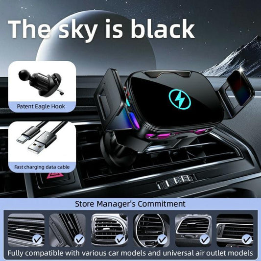 SD23 With Ambient Light Car Navigation Air Vent Phone Holder 15W Wireless Charger(Black) - Wireless Charger Holders by buy2fix | Online Shopping UK | buy2fix