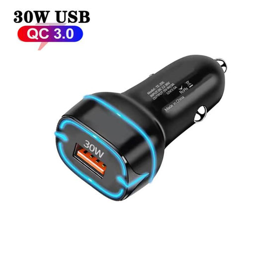 QC3.0 30W USB Car Charger(Black) - Car Charger by buy2fix | Online Shopping UK | buy2fix
