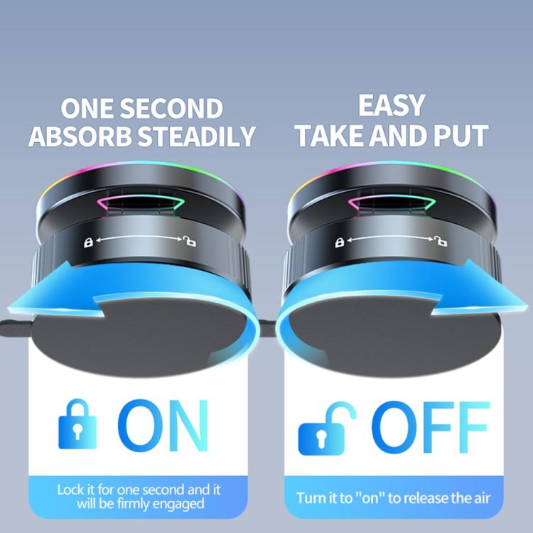 K3 With Colorful Light Rotating Magnetic Car Wireless Charging Vacuum Sucker Phone Stand - Wireless Charger Holders by buy2fix | Online Shopping UK | buy2fix