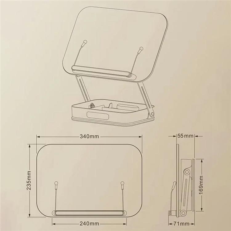 R22H Adjustable Rotating Foldable Laptop Tablet Book Holder Stand with Bottom Storage Box - Laptop Stand by buy2fix | Online Shopping UK | buy2fix