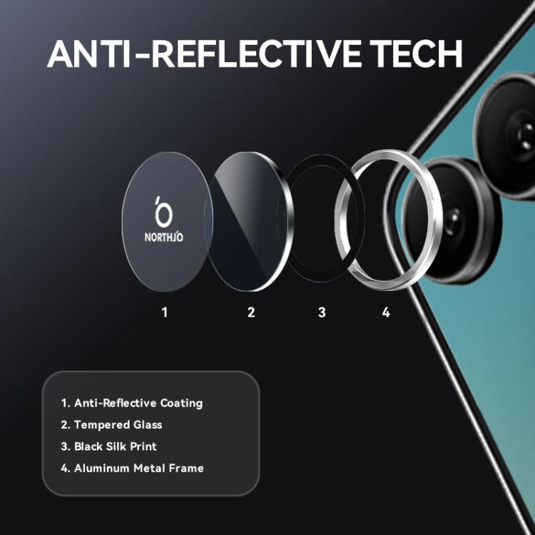 For Samsung Galaxy Z Flip7 5G NORTHJO Camera Lens Protector CD Metal Ring Tempered Glass Film(Silver) - For Samsung by NORTHJO | Online Shopping UK | buy2fix