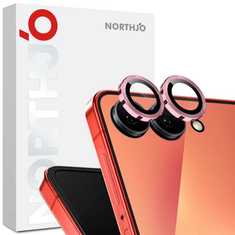 For Samsung Galaxy Z Flip7 5G NORTHJO Camera Lens Protector CD Metal Ring Tempered Glass Film(Pink) - For Samsung by NORTHJO | Online Shopping UK | buy2fix