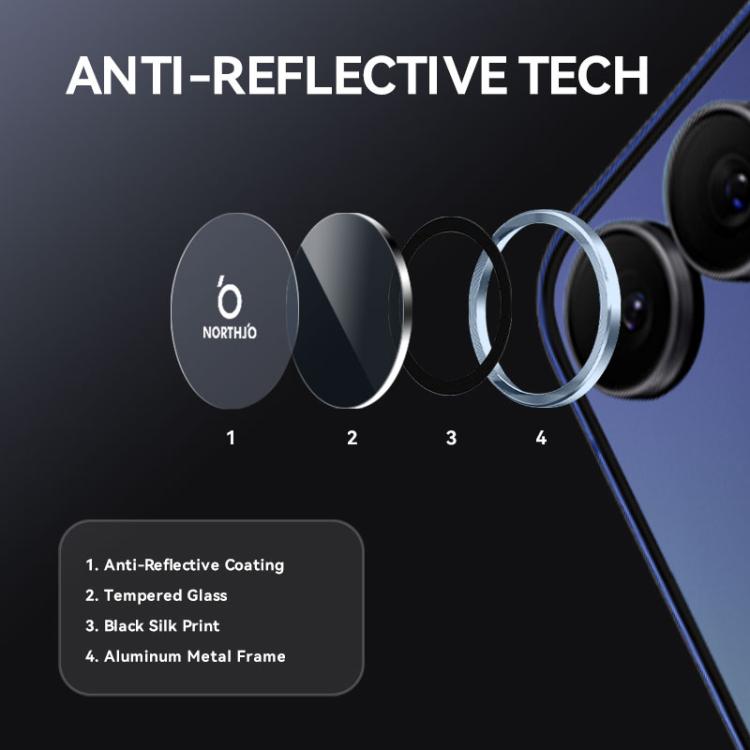 For Samsung Galaxy Z Flip7 5G NORTHJO Camera Lens Protector CD Metal Ring Tempered Glass Film(Blue) - For Samsung by NORTHJO | Online Shopping UK | buy2fix