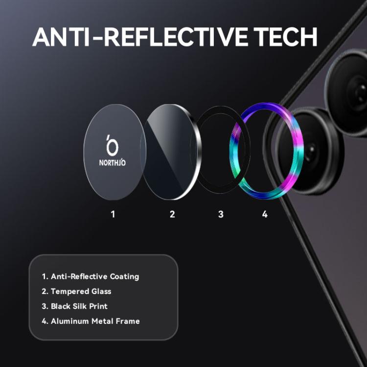 For Samsung Galaxy Z Flip7 5G NORTHJO Camera Lens Protector CD Metal Ring Tempered Glass Film(Colorful) - For Samsung by NORTHJO | Online Shopping UK | buy2fix