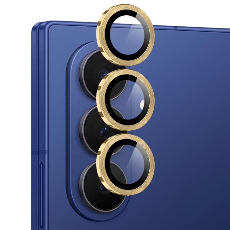 For Samsung Galaxy Z Fold7 5G NORTHJO Camera Lens Protector CD Metal Ring Tempered Glass Film(Gold) - For Samsung by NORTHJO | Online Shopping UK | buy2fix