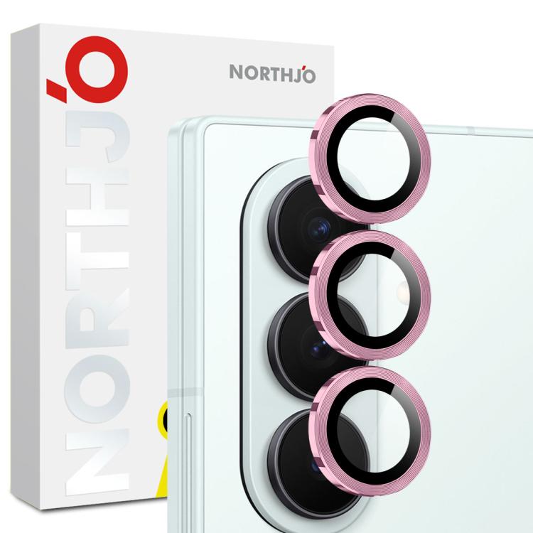 For Samsung Galaxy Z Fold7 5G NORTHJO Camera Lens Protector CD Metal Ring Tempered Glass Film(Pink) - For Samsung by NORTHJO | Online Shopping UK | buy2fix