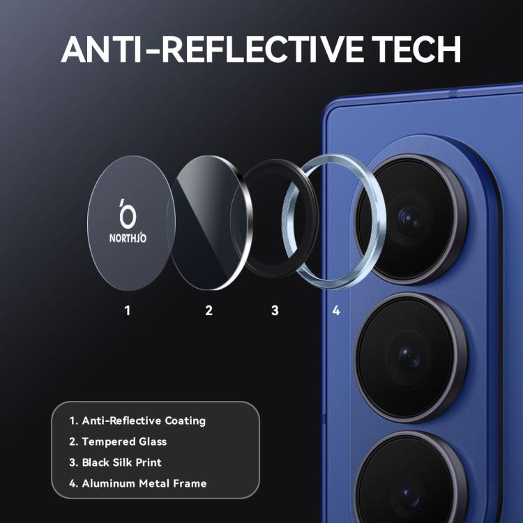 For Samsung Galaxy Z Fold7 5G NORTHJO Camera Lens Protector CD Metal Ring Tempered Glass Film(Blue) - For Samsung by NORTHJO | Online Shopping UK | buy2fix