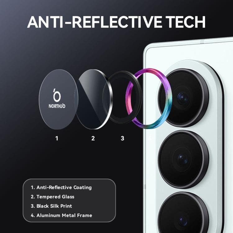 For Samsung Galaxy Z Fold7 5G NORTHJO Camera Lens Protector CD Metal Ring Tempered Glass Film(Colorful) - For Samsung by NORTHJO | Online Shopping UK | buy2fix