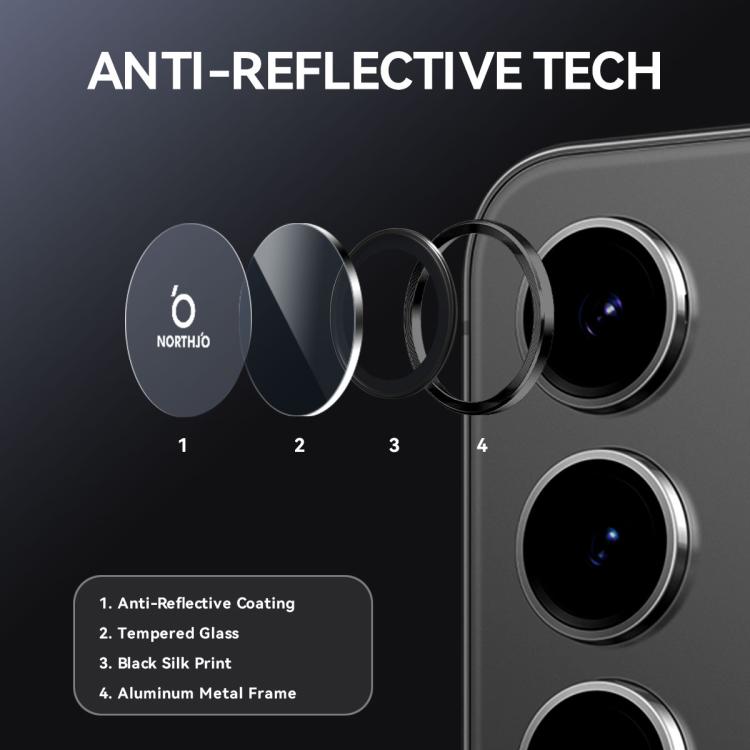 For Samsung Galaxy S25 FE 5G NORTHJO Camera Lens Protector CD Metal Ring Tempered Glass Film(Black) - For Samsung by NORTHJO | Online Shopping UK | buy2fix