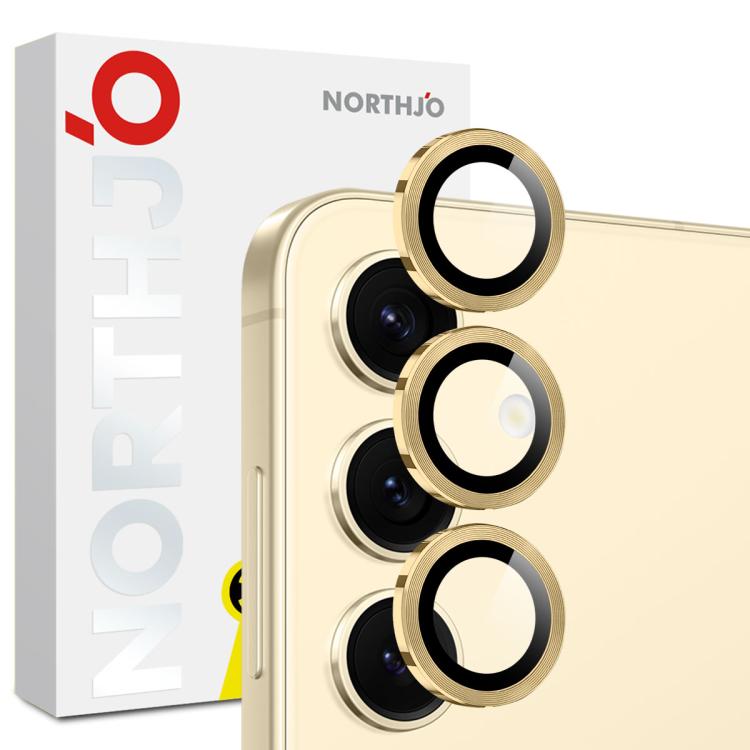 For Samsung Galaxy S25 FE 5G NORTHJO Camera Lens Protector CD Metal Ring Tempered Glass Film(Gold) - For Samsung by NORTHJO | Online Shopping UK | buy2fix