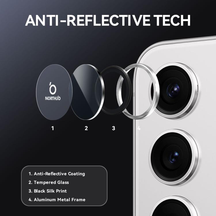 For Samsung Galaxy S25 FE 5G NORTHJO Camera Lens Protector CD Metal Ring Tempered Glass Film(Silver) - For Samsung by NORTHJO | Online Shopping UK | buy2fix