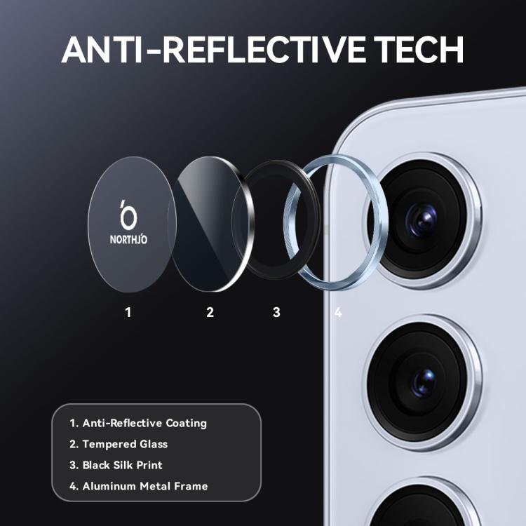 For Samsung Galaxy S25 FE 5G NORTHJO Camera Lens Protector CD Metal Ring Tempered Glass Film(Blue) - For Samsung by NORTHJO | Online Shopping UK | buy2fix