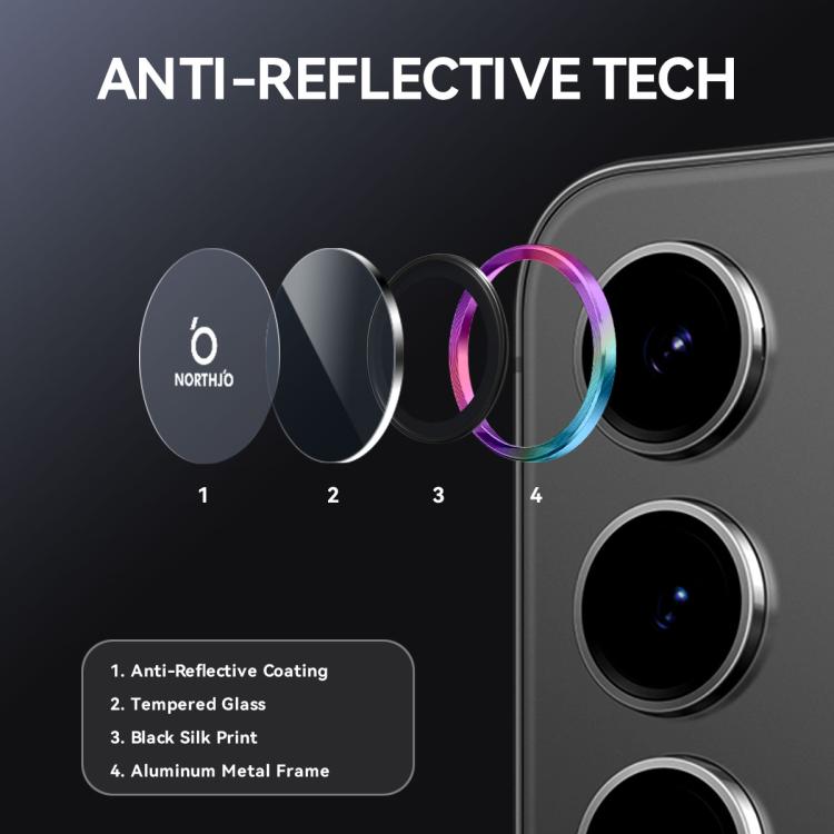 For Samsung Galaxy S25 FE 5G NORTHJO Camera Lens Protector CD Metal Ring Tempered Glass Film(Colorful) - For Samsung by NORTHJO | Online Shopping UK | buy2fix