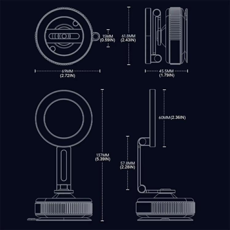 X54 Dashboard Windshield Suction Cup Mount Foldable Navigation Stand Magnetic Car Phone Holder - Universal Car Holders by buy2fix | Online Shopping UK | buy2fix