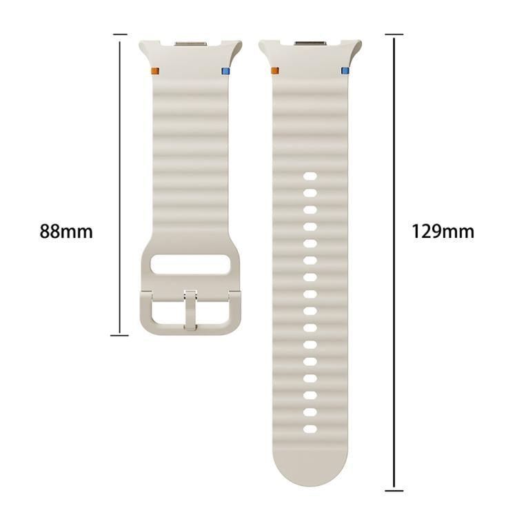 For Samsung Galaxy Watch8 44mm Diamond Bezel and Wavy Grain Stitched Color Buckle Silicone Watch Band(Midnight Blue Silver) - Watch Bands by buy2fix | Online Shopping UK | buy2fix