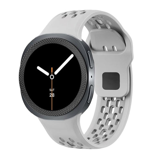 For Samsung Galaxy Watch8 44mm Rhombic Texture Bezel and Black Reverse Buckle Silicone Watch Band(Gray Black) - Watch Bands by buy2fix | Online Shopping UK | buy2fix