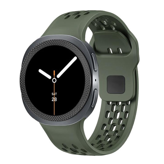 For Samsung Galaxy Watch8 44mm Rhombic Texture Bezel and Black Reverse Buckle Silicone Watch Band(Army Green Black) - Watch Bands by buy2fix | Online Shopping UK | buy2fix