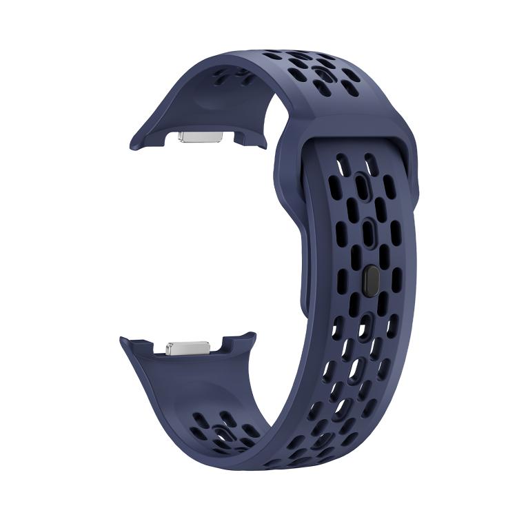 For Samsung Galaxy Watch8 44mm Rhombic Texture Bezel and Black Reverse Buckle Silicone Watch Band(Midnight Blue Black) - Watch Bands by buy2fix | Online Shopping UK | buy2fix