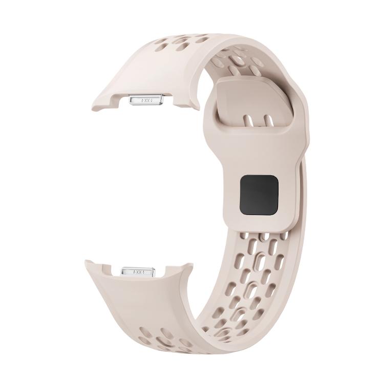 For Samsung Galaxy Watch8 40mm Rhombic Texture Bezel and Black Reverse Buckle Silicone Watch Band(Starlight Silver) - Watch Bands by buy2fix | Online Shopping UK | buy2fix