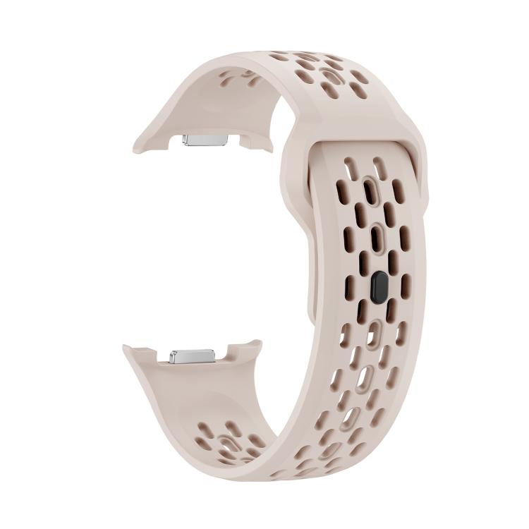 For Samsung Galaxy Watch8 40mm Rhombic Texture Bezel and Black Reverse Buckle Silicone Watch Band(Starlight Silver) - Watch Bands by buy2fix | Online Shopping UK | buy2fix