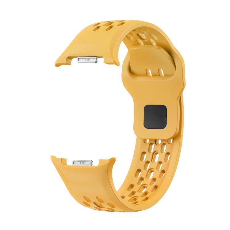 For Samsung Galaxy Watch8 40mm Rhombic Texture Bezel and Black Reverse Buckle Silicone Watch Band(Yellow Silver) - Watch Bands by buy2fix | Online Shopping UK | buy2fix