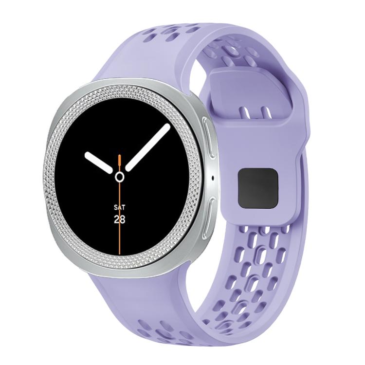 For Samsung Galaxy Watch8 40mm Rhombic Texture Bezel and Black Reverse Buckle Silicone Watch Band(Purple Silver) - Watch Bands by buy2fix | Online Shopping UK | buy2fix
