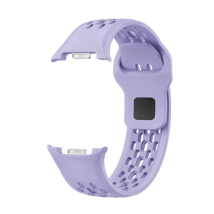 For Samsung Galaxy Watch8 40mm Rhombic Texture Bezel and Black Reverse Buckle Silicone Watch Band(Purple Silver) - Watch Bands by buy2fix | Online Shopping UK | buy2fix