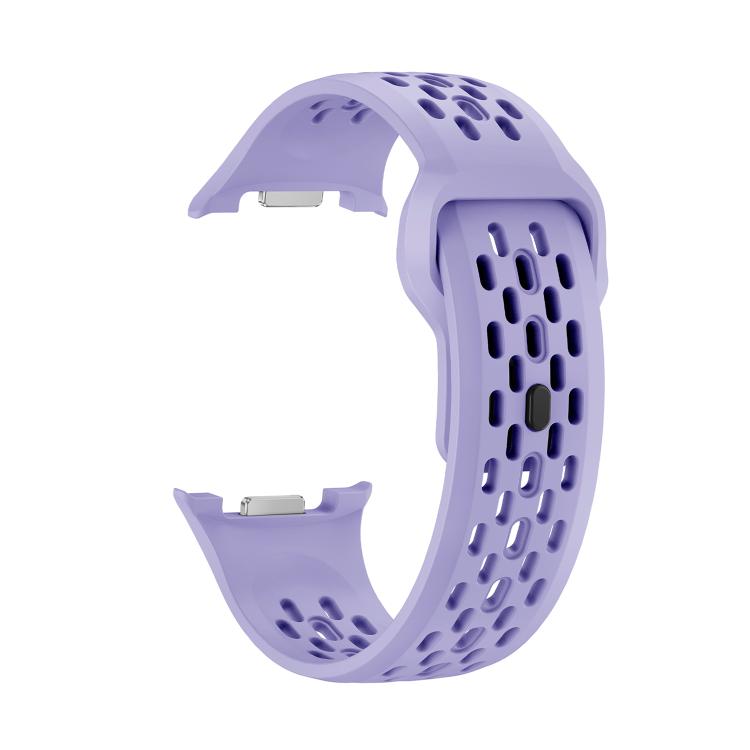 For Samsung Galaxy Watch8 40mm Rhombic Texture Bezel and Black Reverse Buckle Silicone Watch Band(Purple Silver) - Watch Bands by buy2fix | Online Shopping UK | buy2fix
