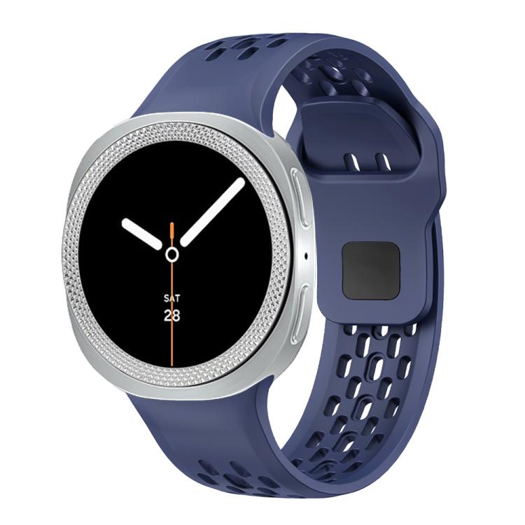 For Samsung Galaxy Watch8 40mm Rhombic Texture Bezel and Black Reverse Buckle Silicone Watch Band(Midnight Blue Silver) - Watch Bands by buy2fix | Online Shopping UK | buy2fix