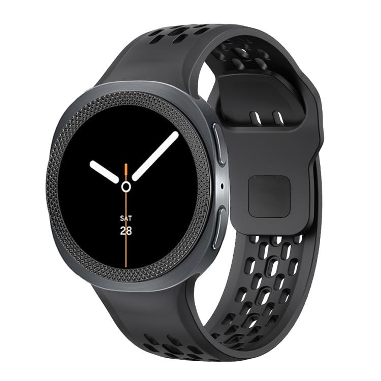 For Samsung Galaxy Watch8 40mm Rhombic Texture Bezel and Black Reverse Buckle Silicone Watch Band(Black Black) - Watch Bands by buy2fix | Online Shopping UK | buy2fix