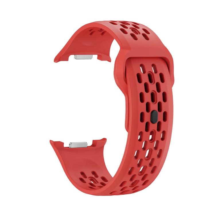 For Samsung Galaxy Watch8 40mm Rhombic Texture Bezel and Black Reverse Buckle Silicone Watch Band(Red Black) - Watch Bands by buy2fix | Online Shopping UK | buy2fix