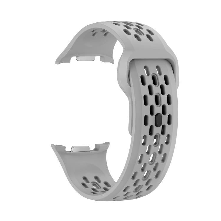 For Samsung Galaxy Watch8 40mm Rhombic Texture Bezel and Black Reverse Buckle Silicone Watch Band(Gray Black) - Watch Bands by buy2fix | Online Shopping UK | buy2fix