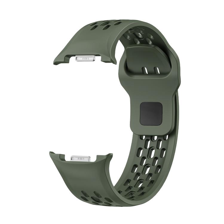 For Samsung Galaxy Watch8 40mm Rhombic Texture Bezel and Black Reverse Buckle Silicone Watch Band(Army Green Black) - Watch Bands by buy2fix | Online Shopping UK | buy2fix