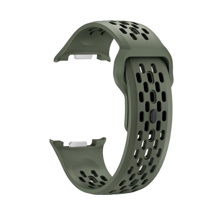 For Samsung Galaxy Watch8 40mm Rhombic Texture Bezel and Black Reverse Buckle Silicone Watch Band(Army Green Black) - Watch Bands by buy2fix | Online Shopping UK | buy2fix