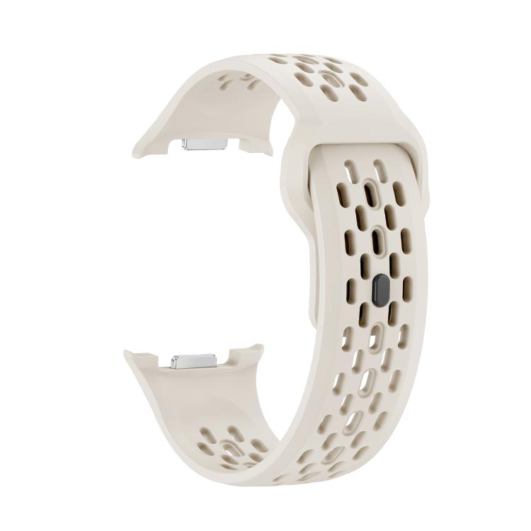 For Samsung Galaxy Watch8 40mm Rhombic Texture Bezel and Black Reverse Buckle Silicone Watch Band(Beige Black) - Watch Bands by buy2fix | Online Shopping UK | buy2fix