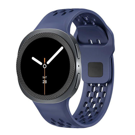 For Samsung Galaxy Watch8 40mm Rhombic Texture Bezel and Black Reverse Buckle Silicone Watch Band(Midnight Blue Black) - Watch Bands by buy2fix | Online Shopping UK | buy2fix