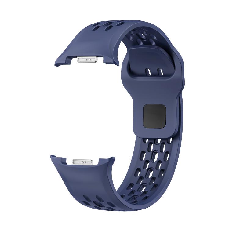 For Samsung Galaxy Watch8 40mm Rhombic Texture Bezel and Black Reverse Buckle Silicone Watch Band(Midnight Blue Black) - Watch Bands by buy2fix | Online Shopping UK | buy2fix