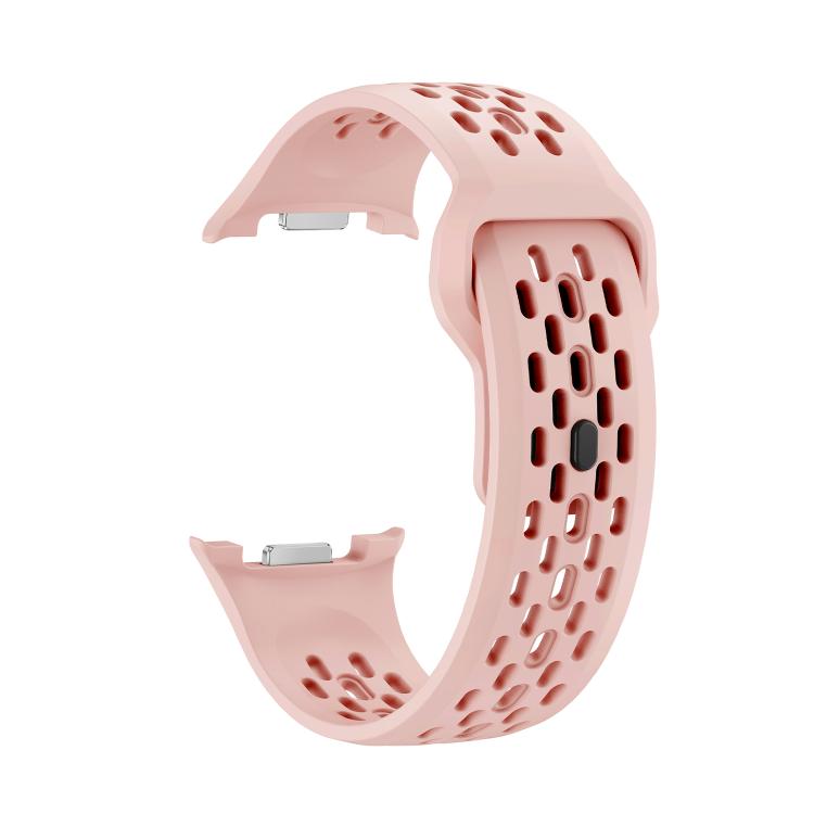 For Samsung Galaxy Watch8 40mm Rhombic Texture Bezel and Black Reverse Buckle Silicone Watch Band(Pink Rose Gold) - Watch Bands by buy2fix | Online Shopping UK | buy2fix